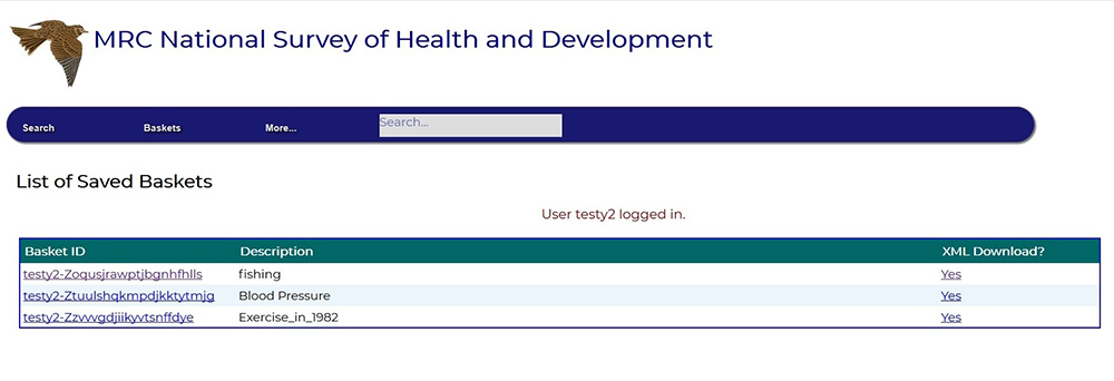 download a basket in XML format